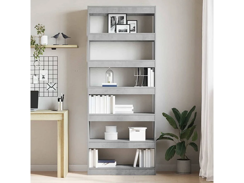Mobile Libreria | Scaffale | Mobile di stoccaggio Divisore Grigio Cemento 80x30x198 cm