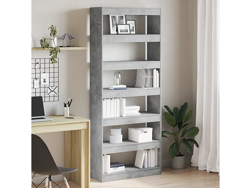 Bibliothèque | Etagère de rangement | Meuble de rangement en béton gris 80x30x198 cm