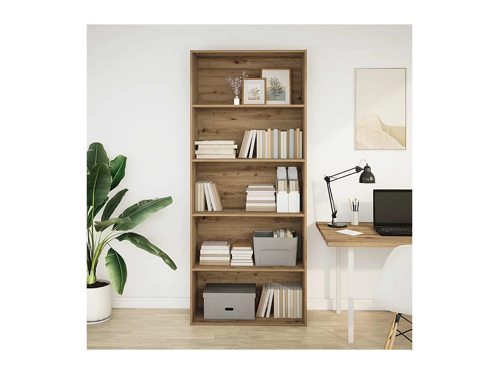 Bibliothèque | Etagère de rangement | Meuble de rangement chêne artisanal 80x30x189 cm bois d'ingénierie