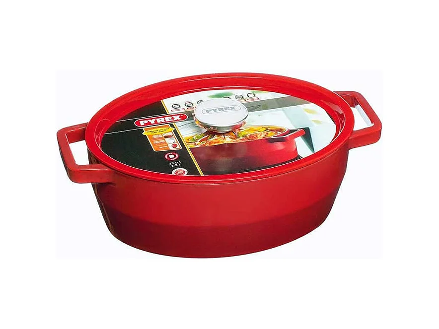 Cacerola Slow Cook Pyrex 3,8L hierro fundido rojo Ø29 cm