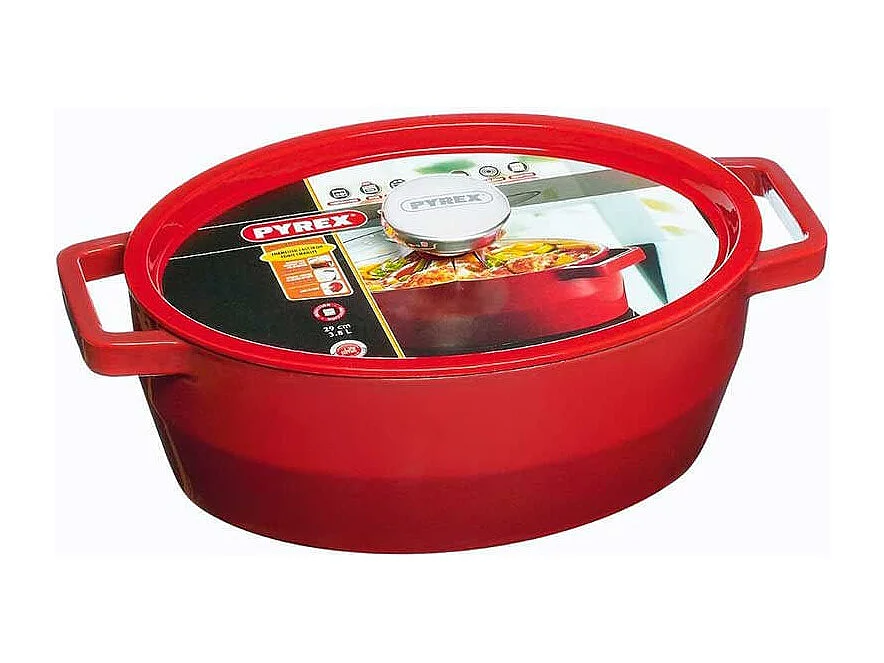 Cacerola Slow Cook Pyrex 3,8L hierro fundido rojo Ø29 cm