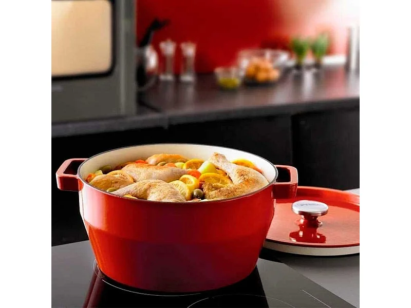 Cacerola Slow Cook Pyrex 3,6L hierro fundido rojo Ø24 cm