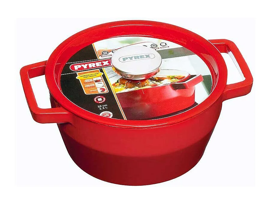 Cacerola Slow Cook Pyrex 2,2L hierro fundido rojo Ø20 cm