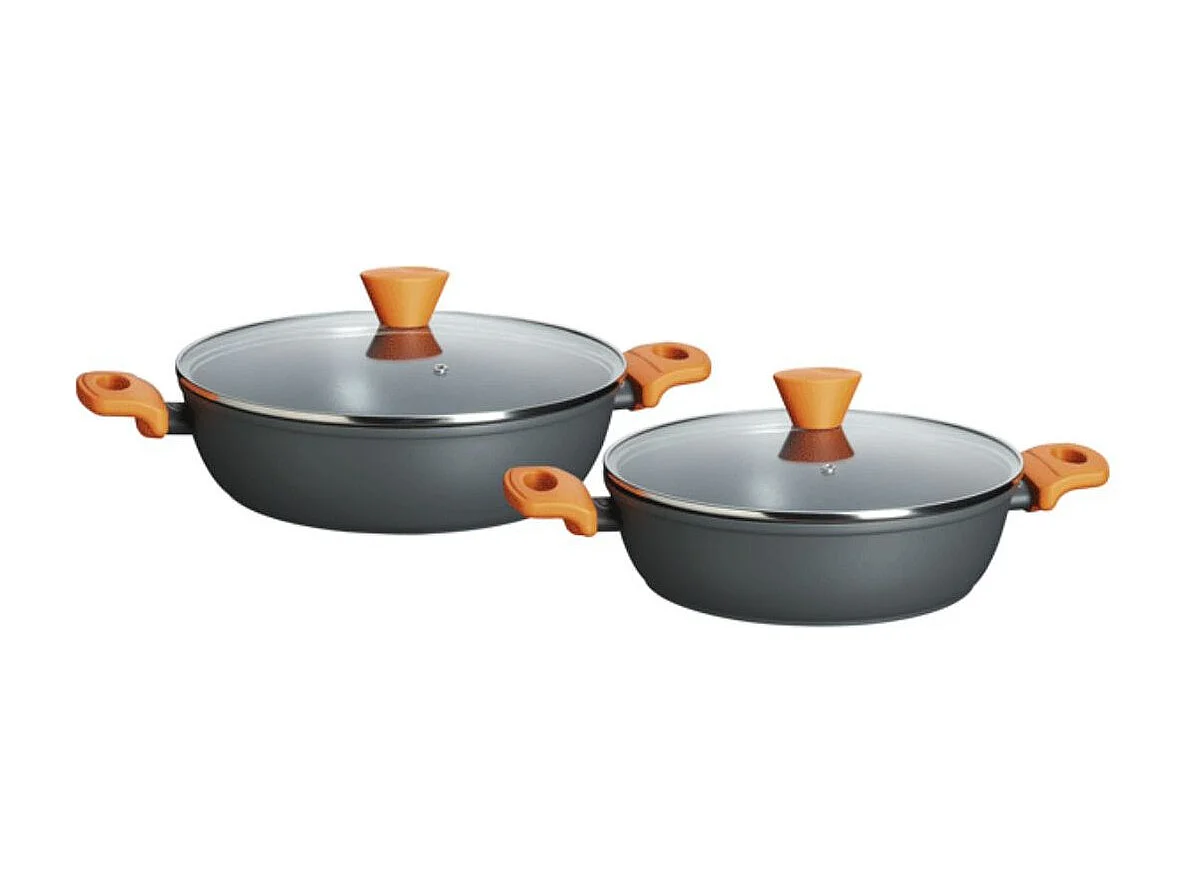 Set de 2 cacerolas Wind antiadherente aluminio naranja Ø26/Ø28 cm