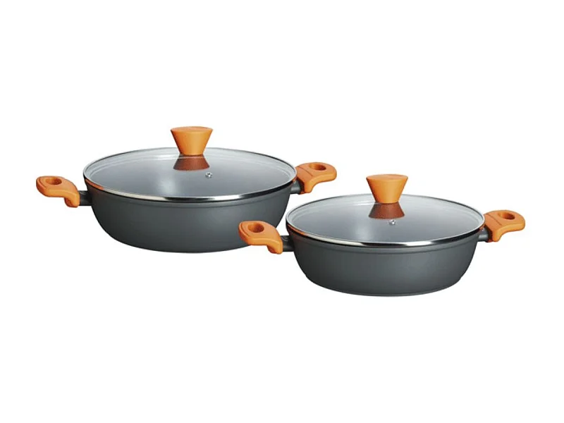 Set de 2 cacerolas Wind antiadherente aluminio naranja Ø26/Ø28 cm