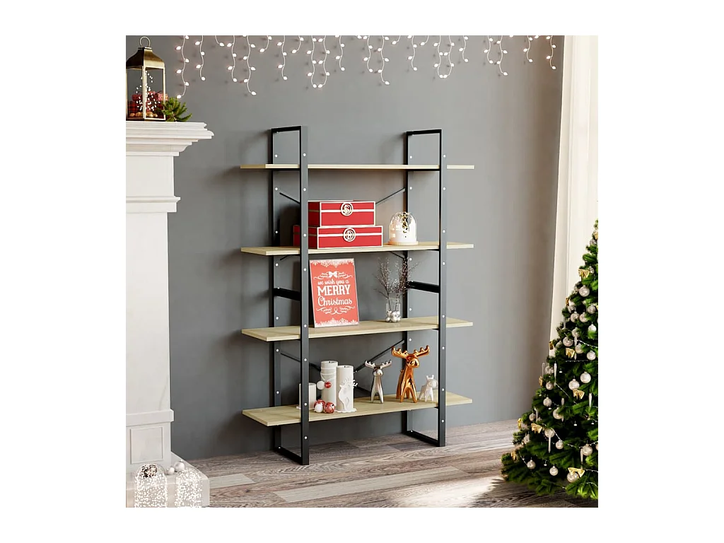 Bibliothèque | Etagère de rangement | Meuble de rangement à 4 niveaux chêne sonoma bois d'ingénierie