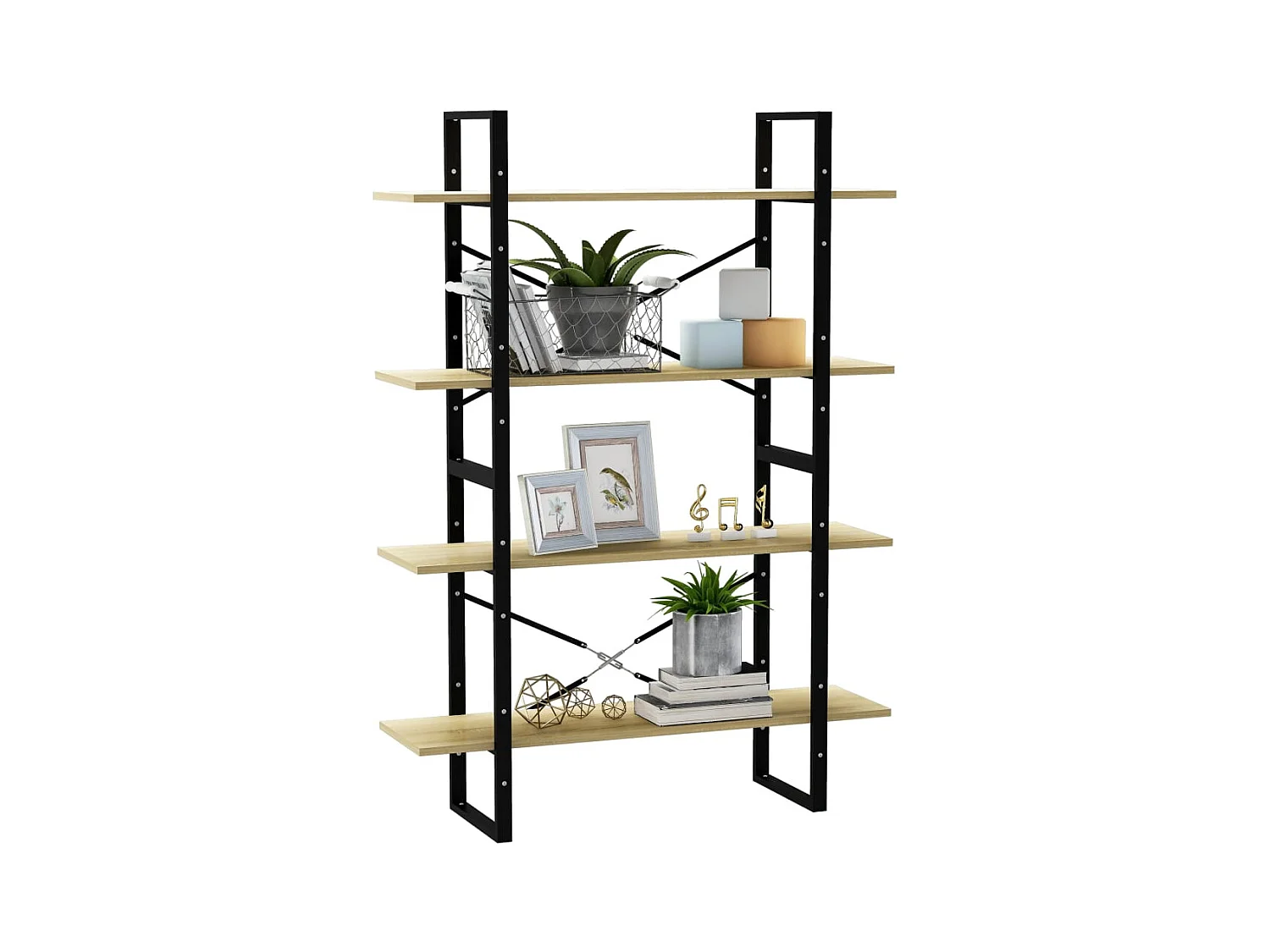 Bibliothèque | Etagère de rangement | Meuble de rangement à 4 niveaux chêne sonoma bois d'ingénierie