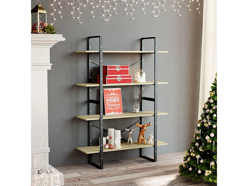 Libreria | Scaffale | Mobile di stoccaggio 4 Ripiani Rovere Sonoma 100x30x140cm Legno Multistrato