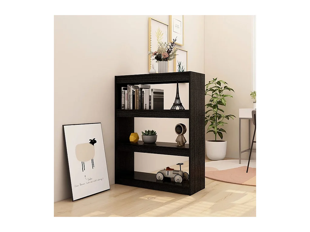 Bibliothèque | Etagère de rangement | Meuble de rangement Noir 100x30x103 cm Pin massif