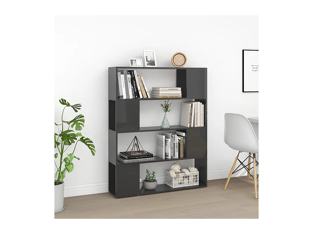 Bibliothèque | Etagère de rangement | Meuble de rangement Gris brillant 100x24x124 cm