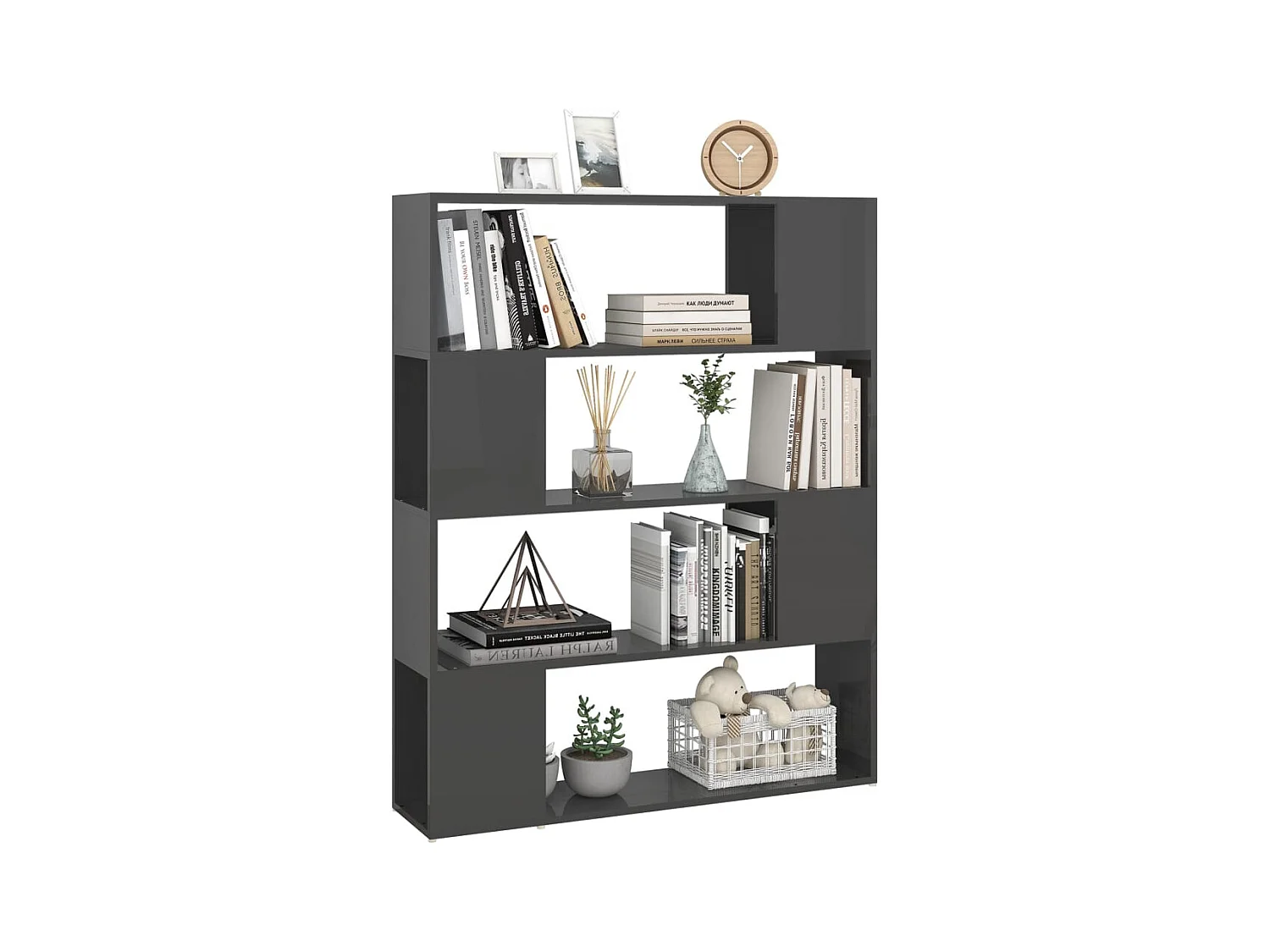 Bibliothèque | Etagère de rangement | Meuble de rangement Gris brillant 100x24x124 cm