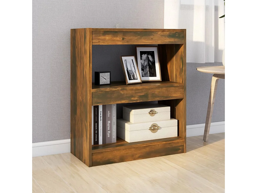 Bibliothèque | Etagère de rangement | Meuble de rangement chêne fumé 60x30x72 cm