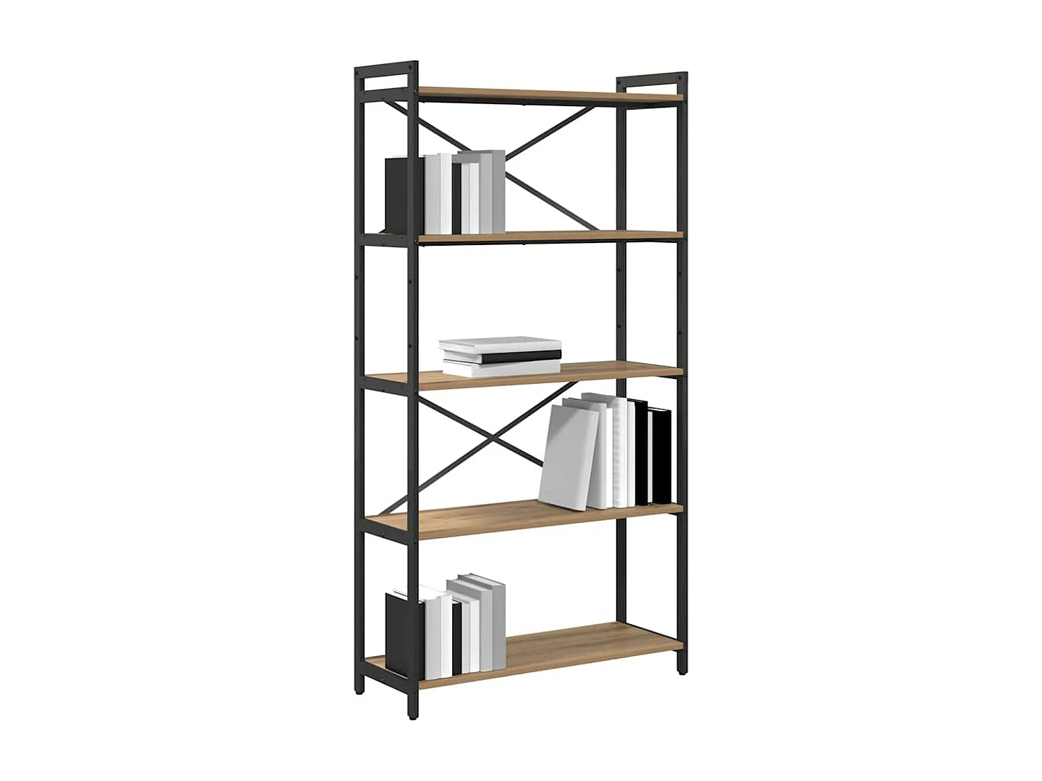 Bibliothèque | Etagère de rangement | Meuble de rangement chêne artisanal 80 x 30 x 153 cm Bois d'ingénierie