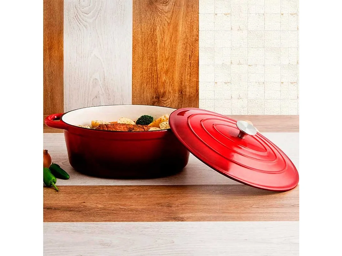 Cocotte Fierro Bidasoa 4,3L hierro fundido esmaltado rojo 23x30 cm