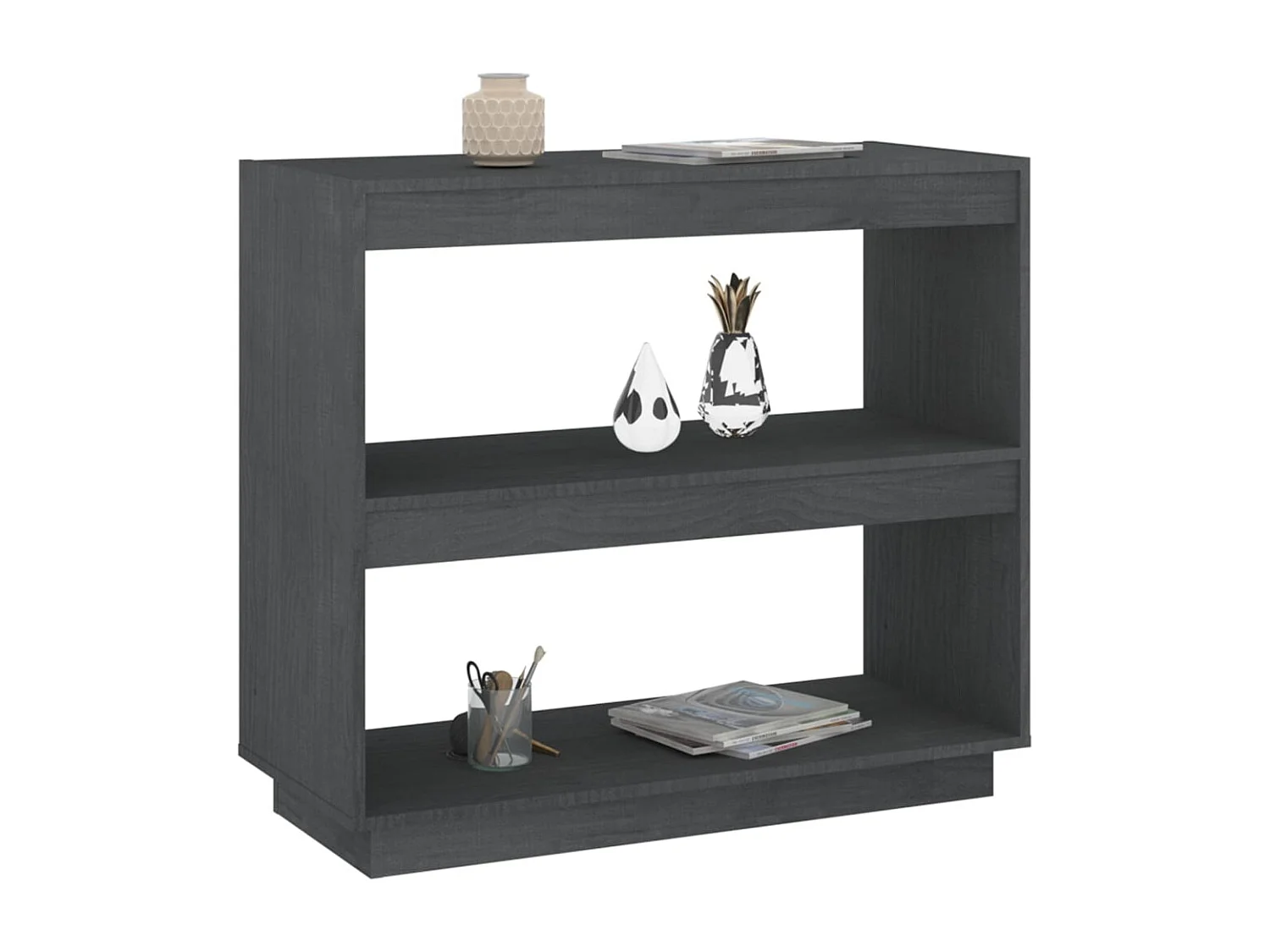 Bibliothèque | Etagère de rangement | Meuble de rangement Gris 80x35x71 cm Bois de pin massif