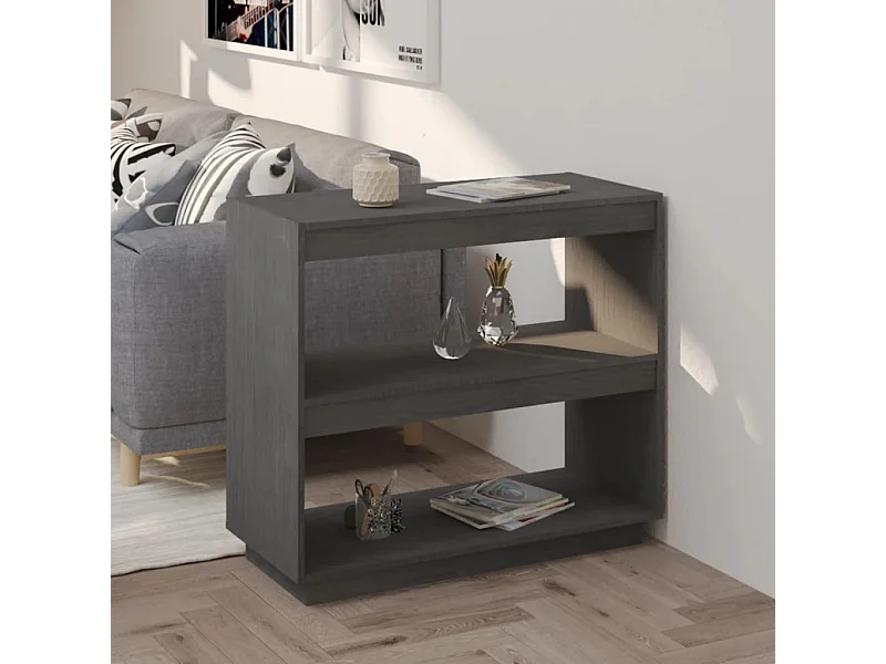 Libreria | Scaffale | Mobile di stoccaggio Grigia 80x35x71 cm in Legno Massello di Pino