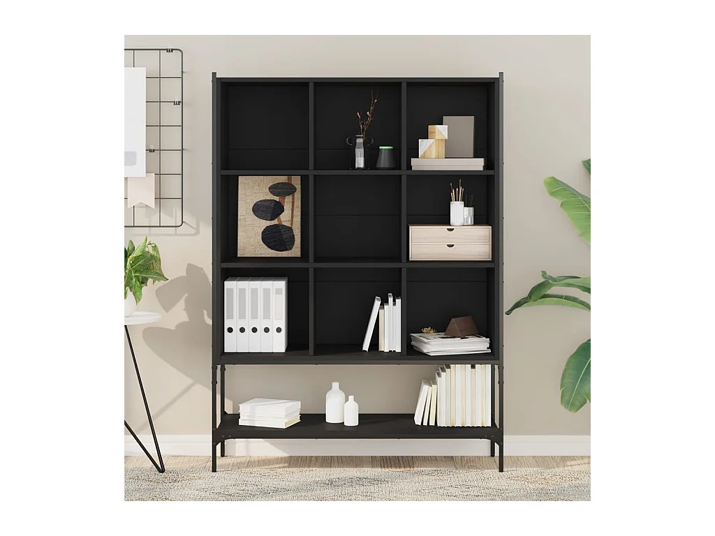 Libreria | Scaffale | Mobile di stoccaggio Nera 102x30x141,5 cm in Legno Multistrato