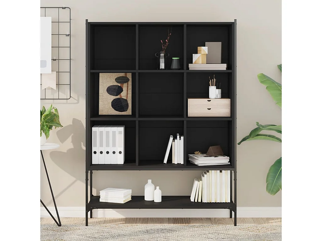 Libreria | Scaffale | Mobile di stoccaggio Nera 102x30x141,5 cm in Legno Multistrato