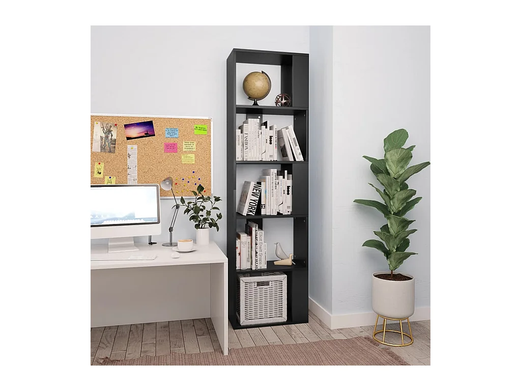 Libreria | Scaffale | Mobile di stoccaggio Divisorio Nero 45x24x159 cm in Legno Multistrato