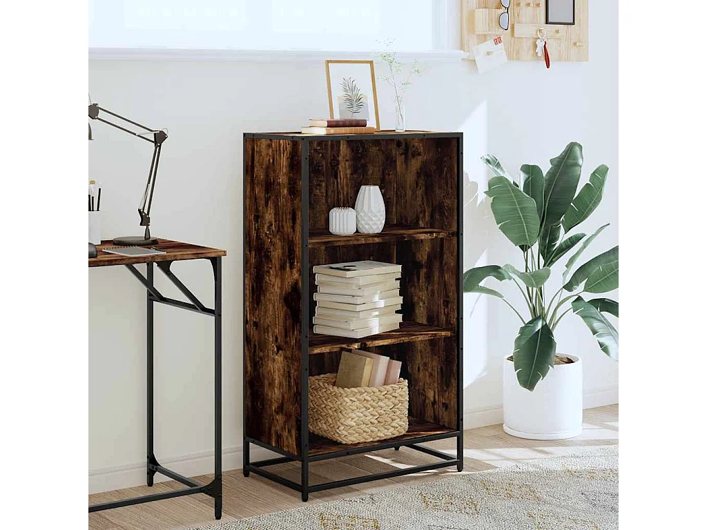 Libreria | Scaffale | Mobile di stoccaggio Rovere Fumo 60x35x107,5 cm in Legno Multistrato