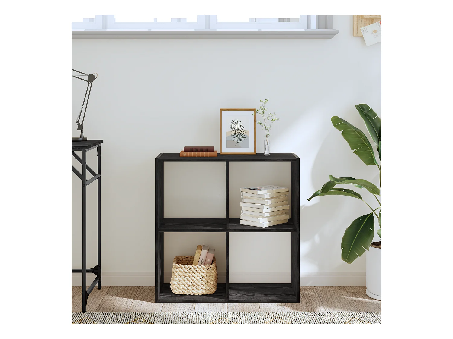 Libreria | Scaffale | Mobile di stoccaggio Nera Rovere 68,5x32x68,5 cm Legno Ingegnerizzato