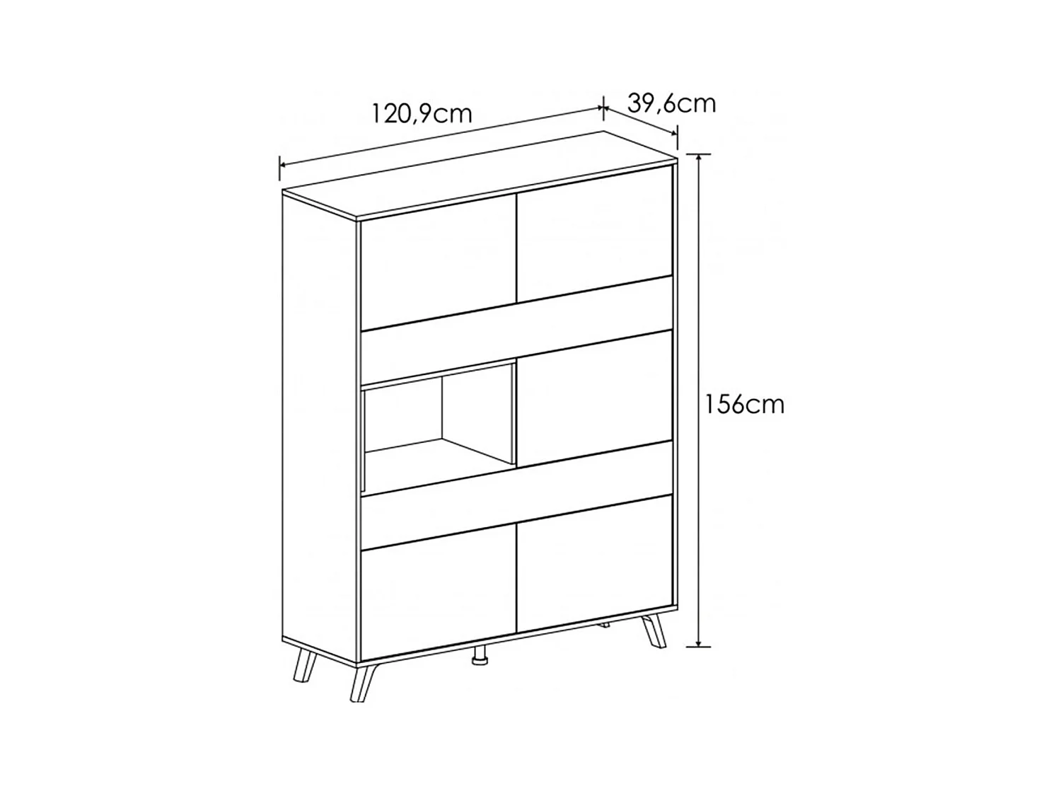Vitrina Soto 6 módulos blanco/roble 156x120,9x39,6 cm