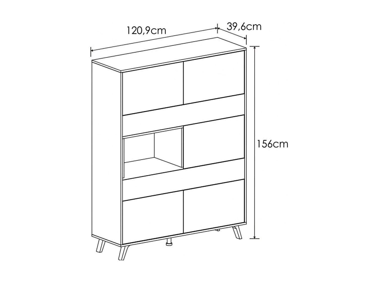 Vitrina Soto 6 módulos blanco/roble 156x120,9x39,6 cm