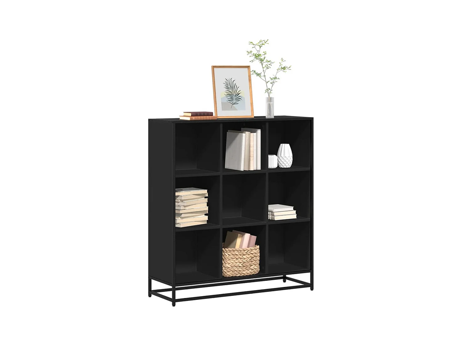 Libreria | Scaffale | Mobile di stoccaggio Nera 97,5x33x107,5 cm in Truciolato e Metallo