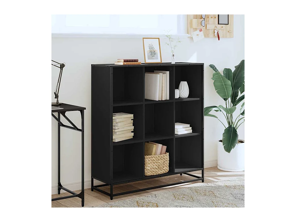 Libreria | Scaffale | Mobile di stoccaggio Nera 97,5x33x107,5 cm in Truciolato e Metallo