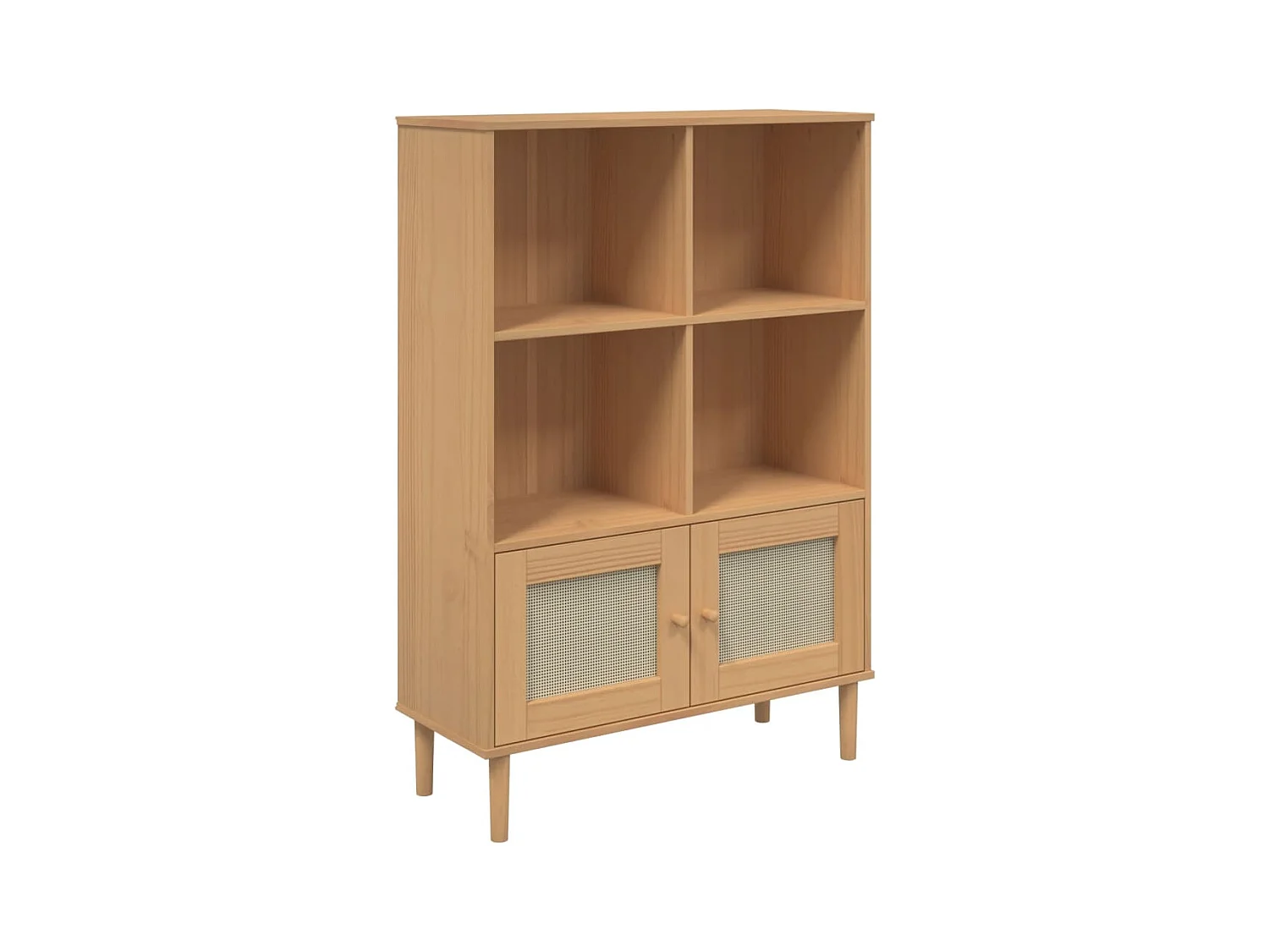 Bibliothèque | Etagère de rangement | Meuble de rangement SENJA aspect de rotin marron bois massif de pin