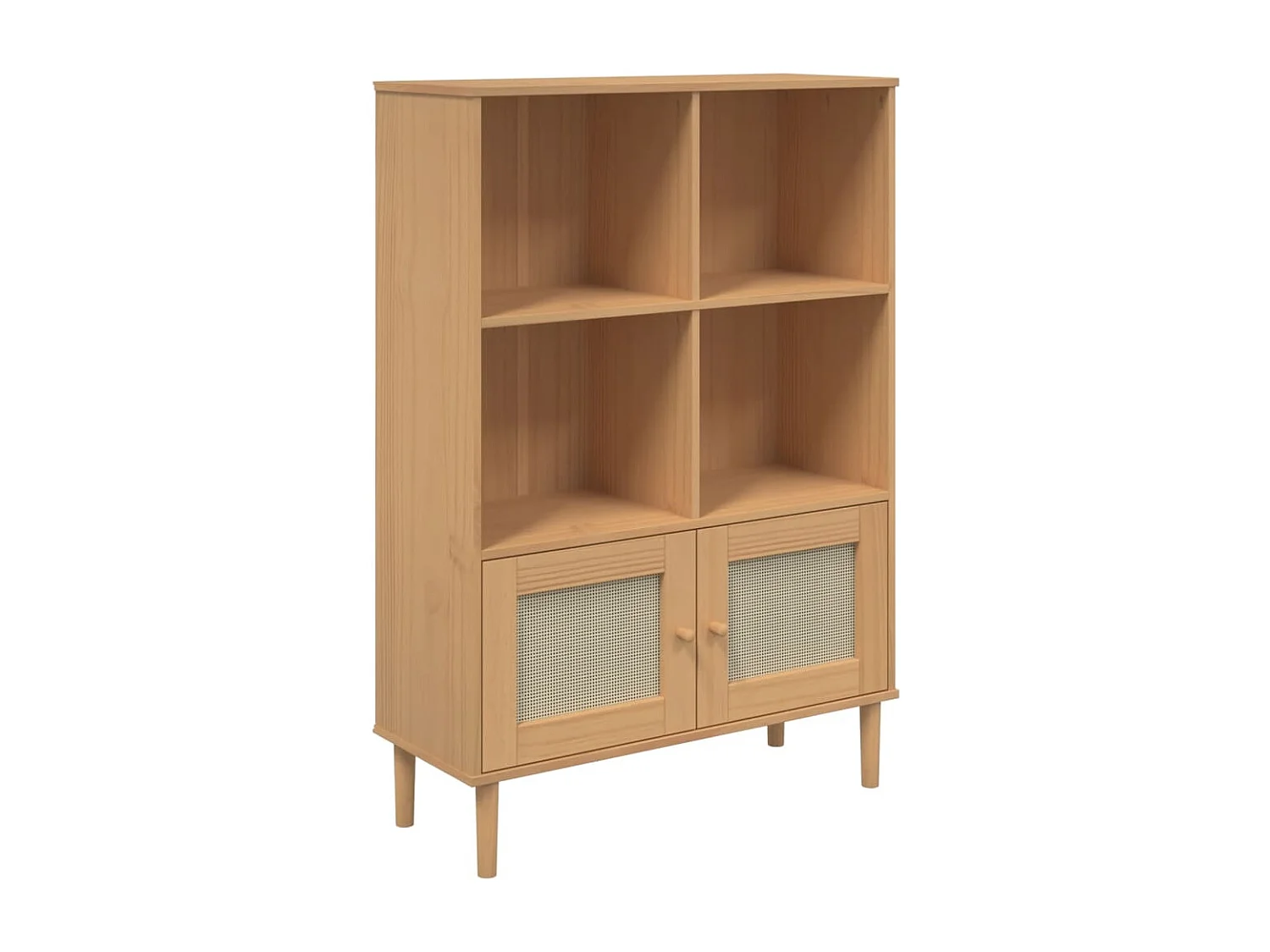 Armadio per Libri | Scaffale | Mobile di stoccaggio SENJA Aspetto Rattan Marrone 90x35x130 cm Legno Pino