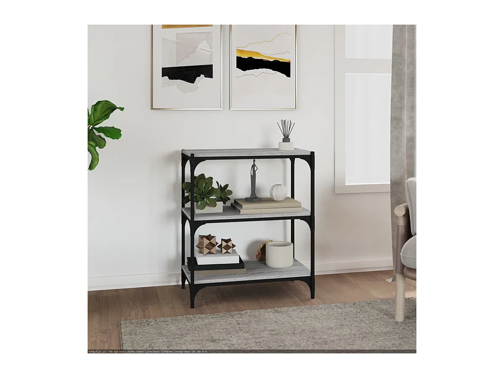 Bibliothèque | Etagère de rangement | Meuble de rangement Sonoma gris 60x33x70,5 cm Bois d'ingénierie acier