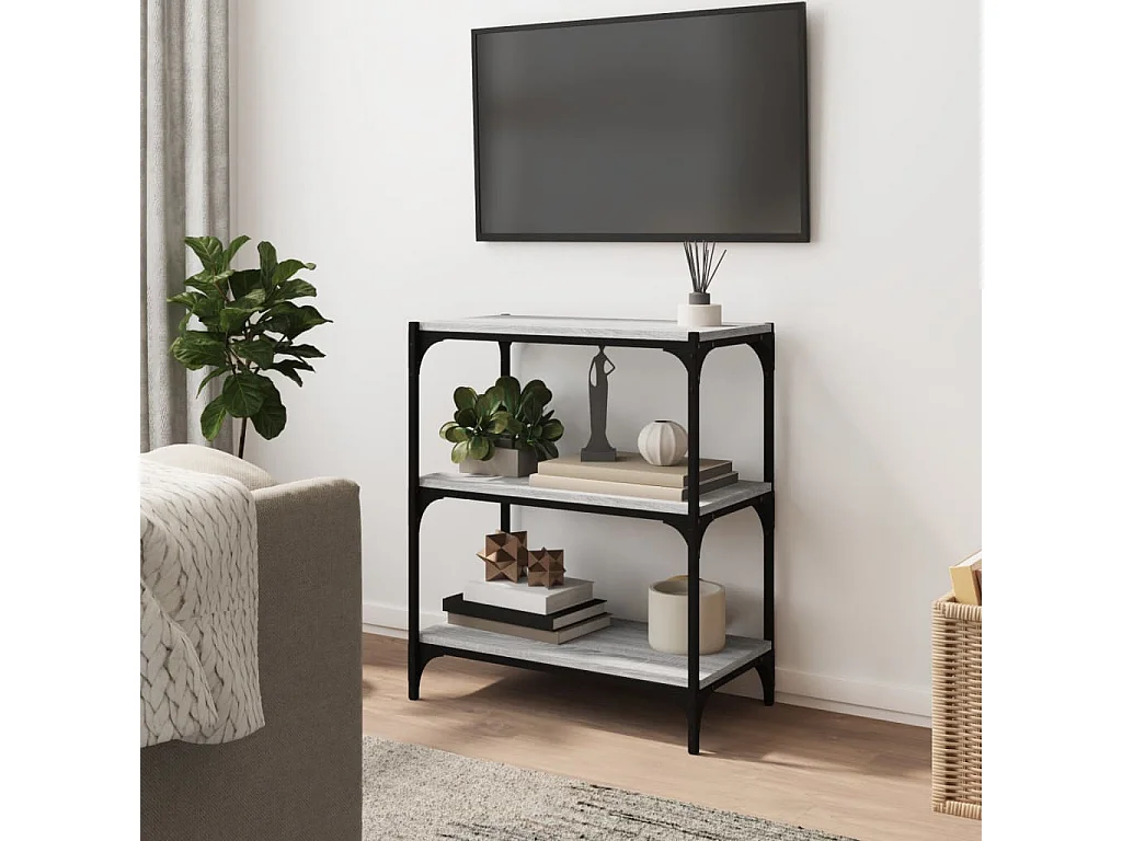 Bibliothèque | Etagère de rangement | Meuble de rangement Sonoma gris 60x33x70,5 cm Bois d'ingénierie acier