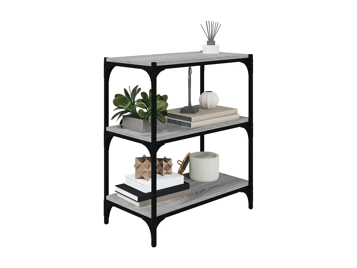 Bibliothèque | Etagère de rangement | Meuble de rangement Sonoma gris 60x33x70,5 cm Bois d'ingénierie acier