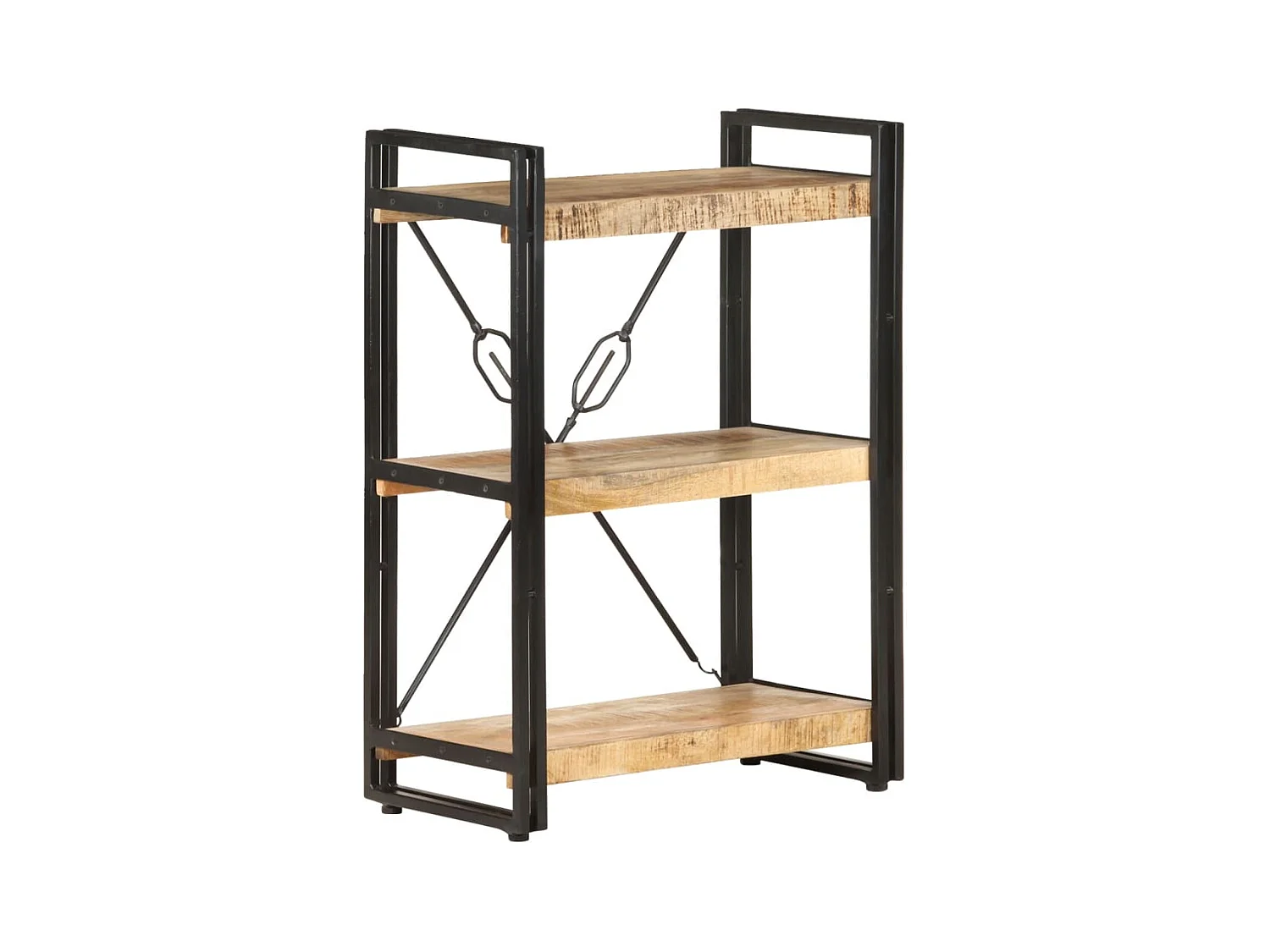 Bibliothèque | Etagère de rangement | Meuble de rangement à 3 niveaux 60x30x80 cm Bois de manguier massif