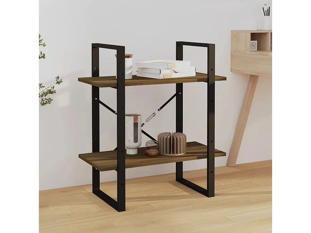 Bibliothèque | Etagère de rangement | Meuble de rangement 2 niveaux Chêne brun 60x30x70 cm Bois d'ingénierie