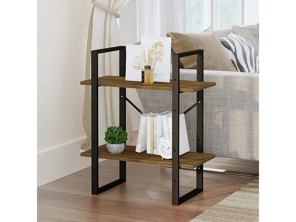 Bibliothèque | Etagère de rangement | Meuble de rangement 2 niveaux Chêne brun 60x30x70 cm Bois d'ingénierie