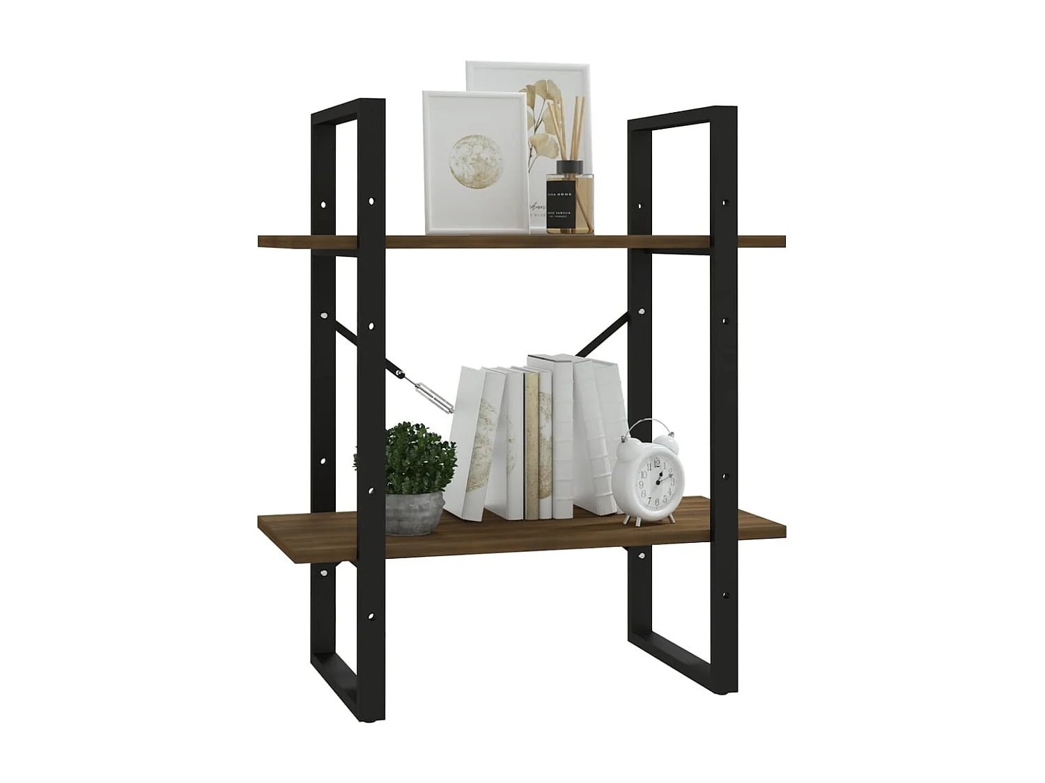 Bibliothèque | Etagère de rangement | Meuble de rangement 2 niveaux Chêne brun 60x30x70 cm Bois d'ingénierie