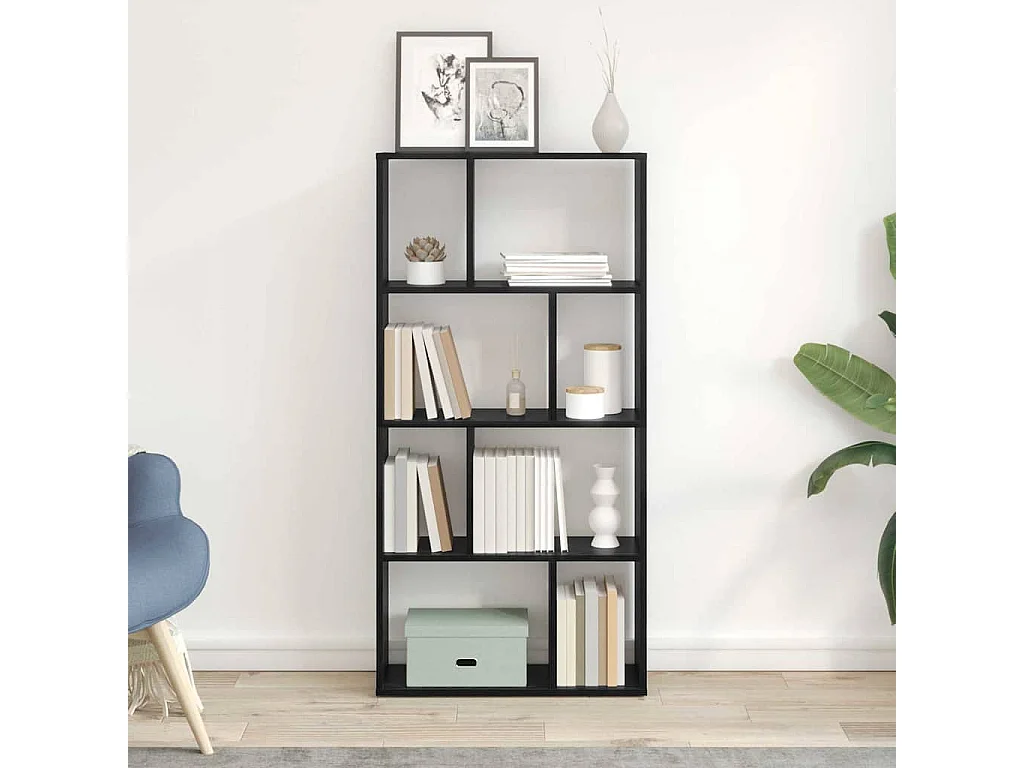 Libreria | Scaffale | Mobile di stoccaggio in rovere nero Rovere nero Legno ingegnerizzato Media