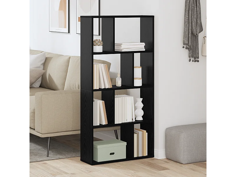 Bibliothèque | Etagère de rangement | Meuble de rangement en Chêne Noir Chêne noir Bois d'ingénierie Moyen