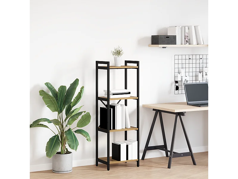 Bibliothèque | Etagère de rangement | Meuble de rangement chêne artisanal 40 x 30 x 118 cm Bois et Acier