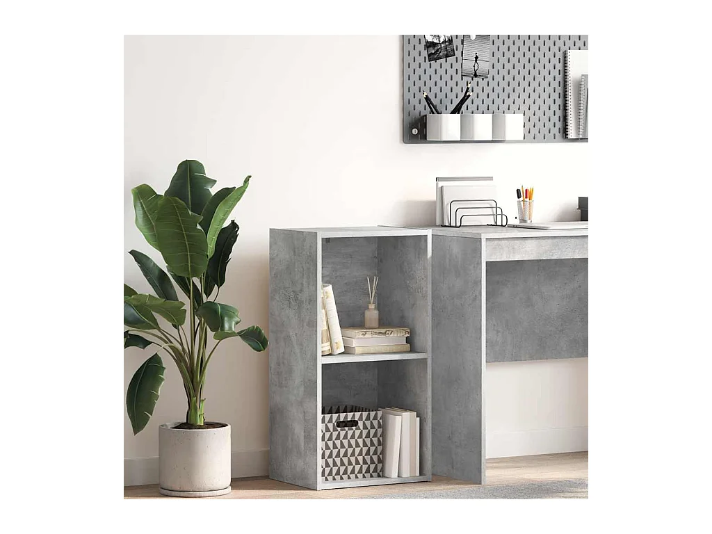 Bibliothèque | Etagère de rangement | Meuble de rangement à 2 niveaux gris béton bois d'ingénierie