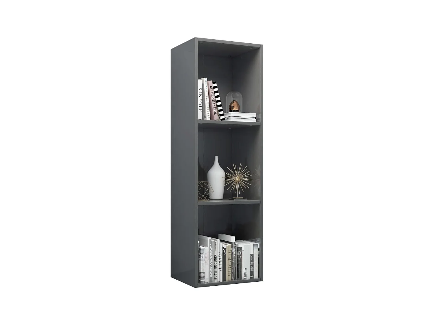 Bibliothèque Meuble TV | Etagère de rangement | Meuble de rangement Gris brillant Bois d’ingénierie