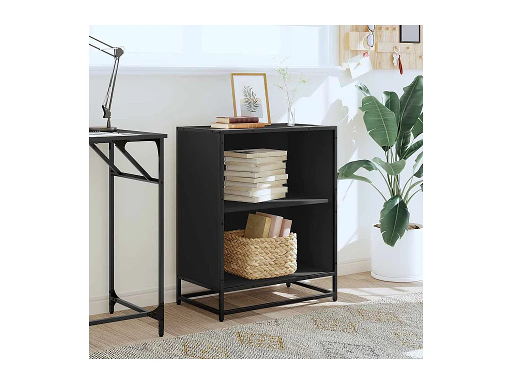 Bibliothèque | Etagère de rangement | Meuble de rangement noir 60x35x76 cm bois d'ingénierie