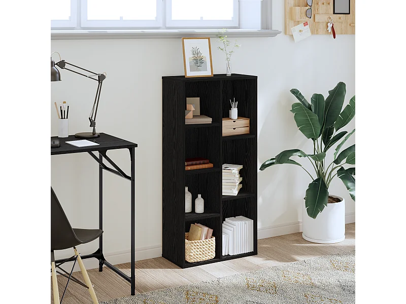 Armadio per Libri | Scaffale Libri | Mobile di stoccaggio Nero Quercia 50x25x105 cm Legno ingegnerizzato