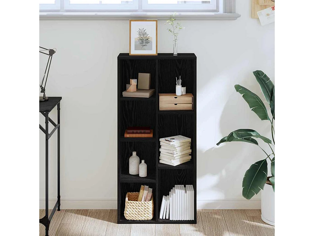 Bibliothèque | Etagère de rangement | Meuble de rangement Noir Chêne 50x25x105 cm Bois d'ingénierie