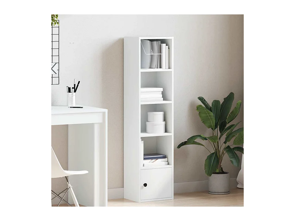 Bibliothèque | Etagère de rangement | Meuble de rangement blanc 31x24x127 cm bois d'ingénierie