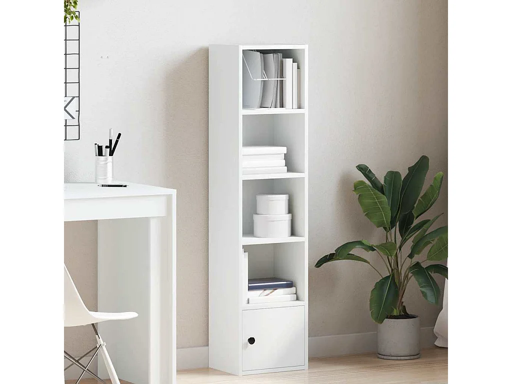 Bibliothèque | Etagère de rangement | Meuble de rangement blanc 31x24x127 cm bois d'ingénierie