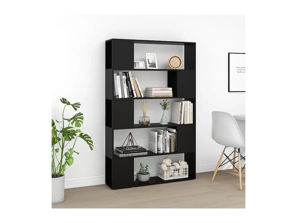 Libreria | Scaffale | Mobile di stoccaggio Divisorio Nero 100x24x155 cm in Truciolato