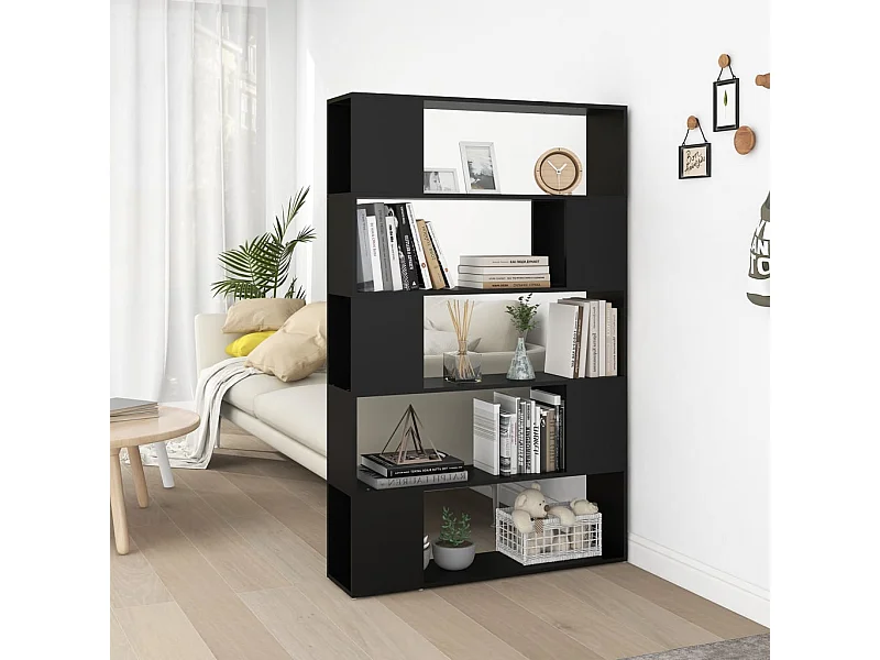 Bibliothèque | Etagère de rangement | Meuble de rangement Séparateur de pièce Noir Bois d'ingénierie